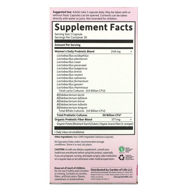 Garden of Life, Dr. Formulated Probiotics, Once Daily Women's, 50 Billion, 30 Vegetarian Capsules - Image 2