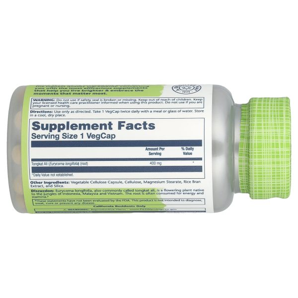 Solaray, Tongkat Ali, 400 mg, 60 VegCaps - Image 2